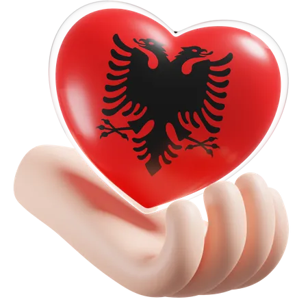 Coeur soins des mains drapeau de l'albanie  3D Icon