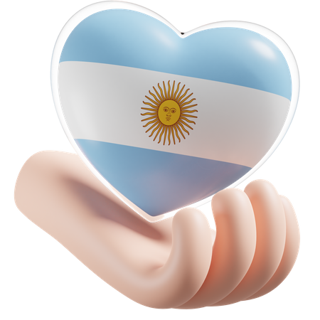 Coeur Soins Des Mains Drapeau De L'Argentine  3D Icon