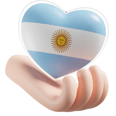 Coeur Soins Des Mains Drapeau De L'Argentine  3D Icon