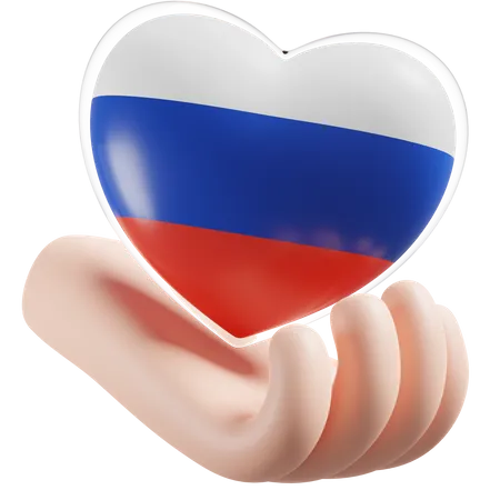 Coeur Soins Des Mains Drapeau De La Russie  3D Icon