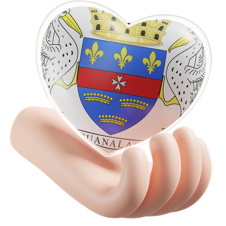 Coeur Soins Des Mains Drapeau De Saint Barthélemy  3D Icon