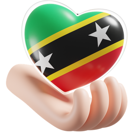 Coeur, Soins Mains, Drapeau, De, Saint-Kitts-et-Nevis  3D Icon