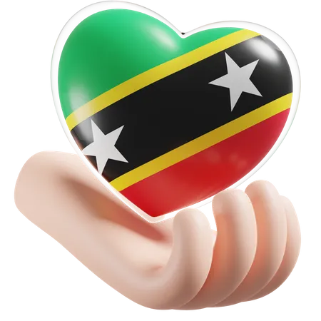 Coeur, Soins Mains, Drapeau, De, Saint-Kitts-et-Nevis  3D Icon