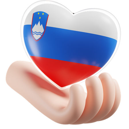 Coeur Soins Des Mains Drapeau De La Slovénie  3D Icon