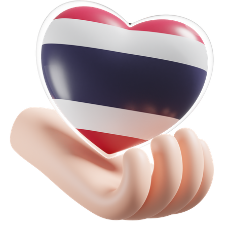 Coeur, Soins Mains, Drapeau, De, Thaïlande  3D Icon