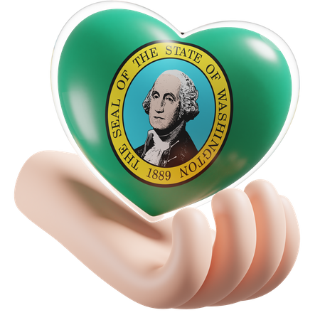 Coeur, Soins Mains, Drapeau, De, Washington  3D Icon