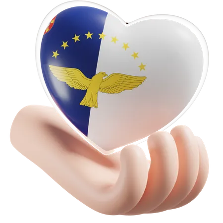 Coeur Soins Des Mains Drapeau Des Açores  3D Icon