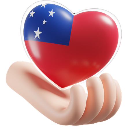 Coeur, Soins Mains, Drapeau, De, Samoa  3D Icon