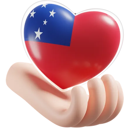 Coeur, Soins Mains, Drapeau, De, Samoa  3D Icon