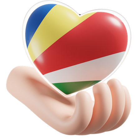 Coeur Soins Des Mains Drapeau Des Seychelles  3D Icon