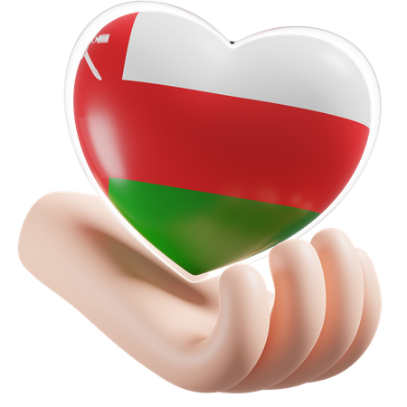 Coeur Soins Des Mains Drapeau D'Oman  3D Icon