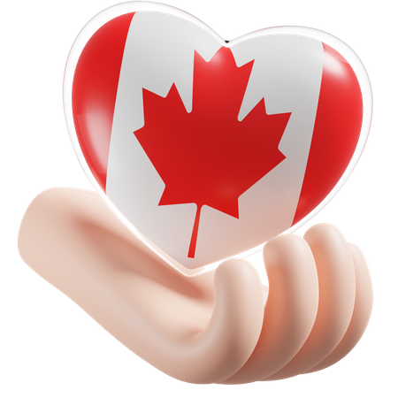 Coeur, Soins Des Mains, Drapeau Du Canada  3D Icon