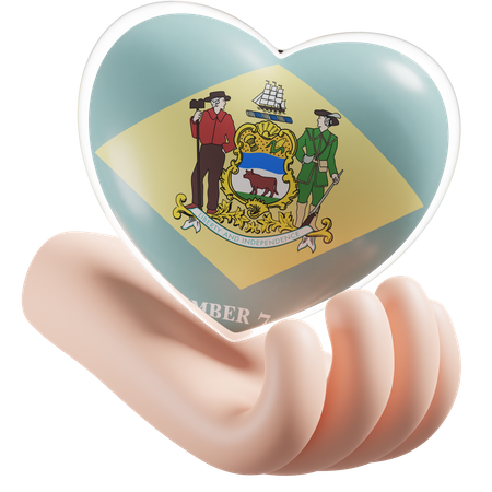 Coeur Soins Des Mains Drapeau Du Delaware  3D Icon