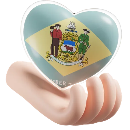 Coeur Soins Des Mains Drapeau Du Delaware  3D Icon