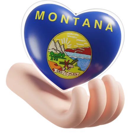 Coeur, Soins Mains, Drapeau, De, Montana  3D Icon