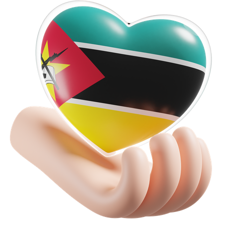 Coeur Soins Des Mains Drapeau Du Mozambique  3D Icon