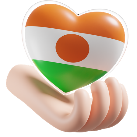 Coeur Soins Des Mains Drapeau Du Niger  3D Icon