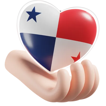 Coeur Soins Des Mains Drapeau Du Panama  3D Icon