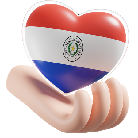 Coeur Soins Des Mains Drapeau Du Paraguay  3D Icon