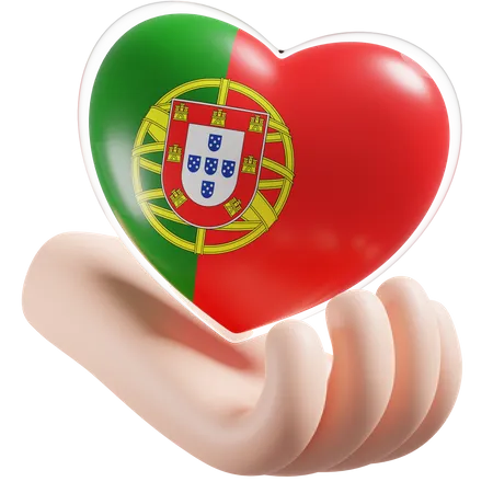 Coeur Soins Des Mains Drapeau Du Portugal  3D Icon