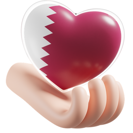 Coeur, Soins Mains, Drapeau, De, Qatar  3D Icon