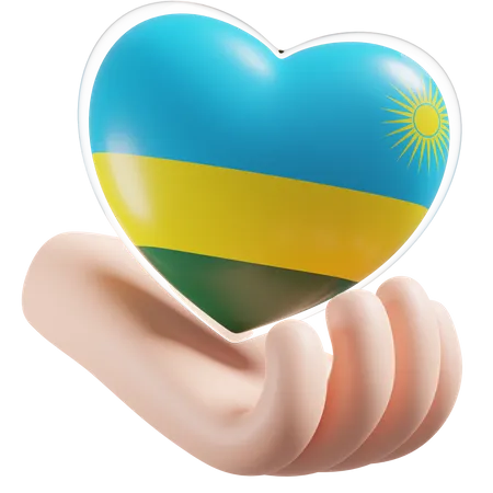 Coeur Soins Des Mains Drapeau Du Rwanda  3D Icon