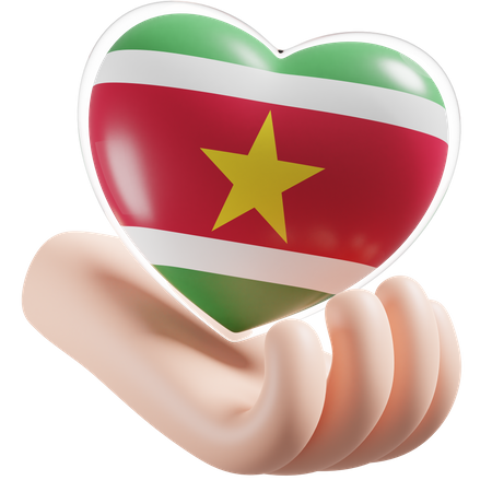 Coeur Soins Des Mains Drapeau Du Suriname  3D Icon