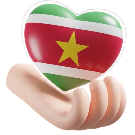 Coeur Soins Des Mains Drapeau Du Suriname  3D Icon