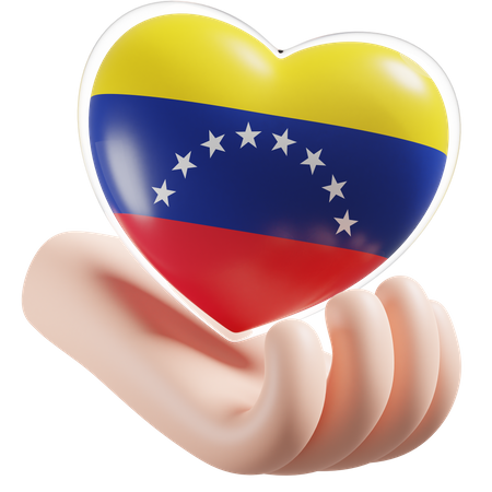 Coeur Soins Des Mains Drapeau Du Venezuela  3D Icon