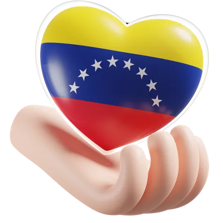 Coeur Soins Des Mains Drapeau Du Venezuela  3D Icon