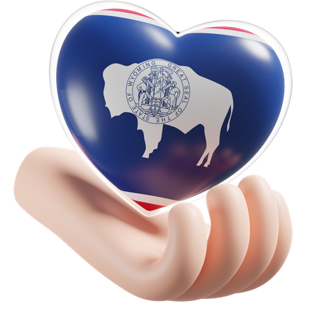 Coeur, Soins Mains, Drapeau, De, Wyoming  3D Icon