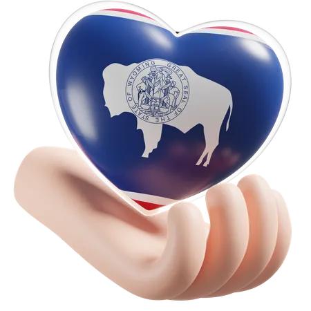 Coeur, Soins Mains, Drapeau, De, Wyoming  3D Icon