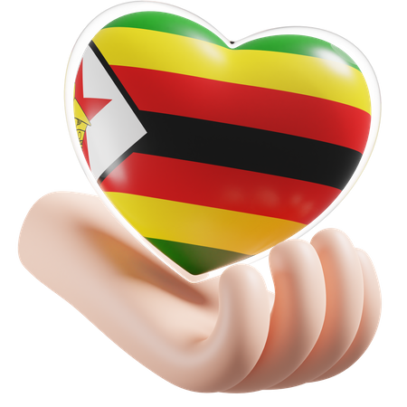 Coeur Soins Des Mains Drapeau Du Zimbabwe  3D Icon