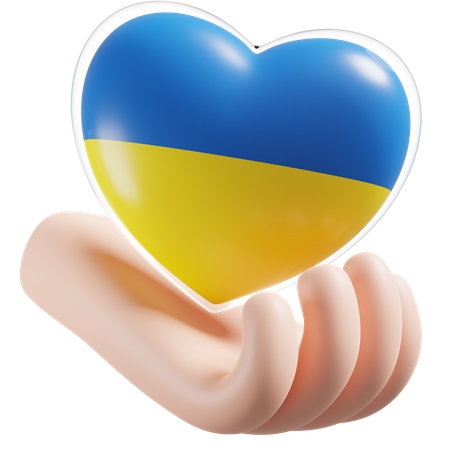 Coeur Soins Des Mains Drapeau De L'Ukraine  3D Icon