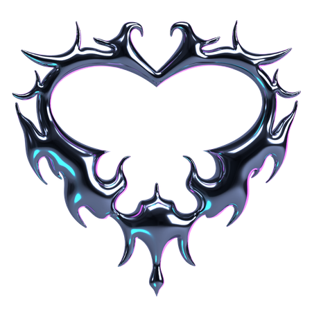 Coeur chromé tribal  3D Icon