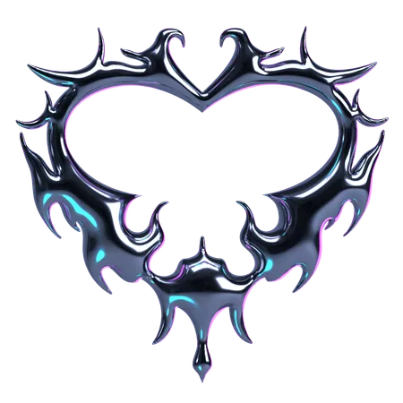 Coeur chromé tribal  3D Icon