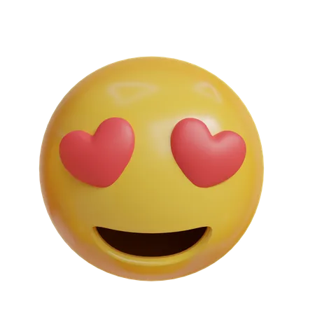 Yeux De Coeur Emoji 3 D Angle Avant Et Lateral 3D Icon