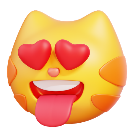 Coeur yeux chat emoji  3D Icon