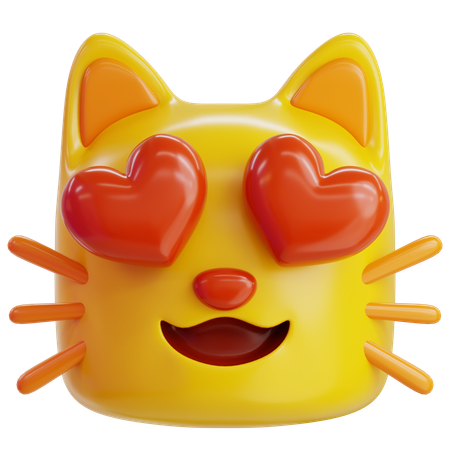 Coeur yeux chat emoji  3D Icon