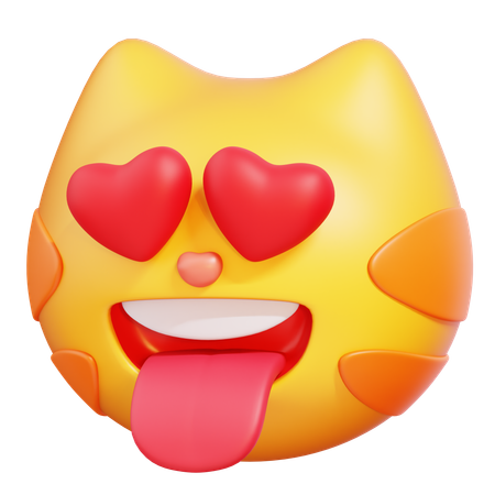 Coeur yeux chat emoji  3D Icon
