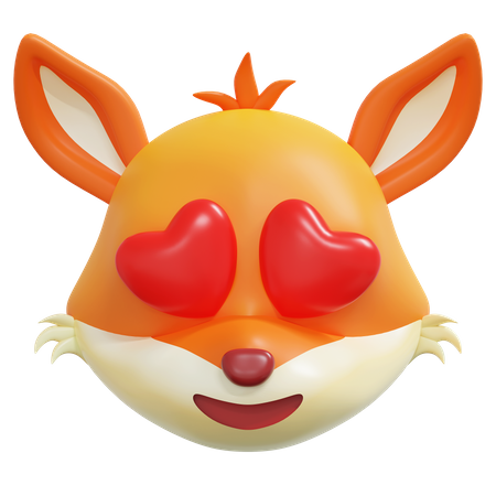 Coeur yeux visage renard émoticône  3D Icon