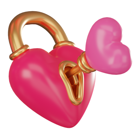 Serrure à clé en forme de coeur  3D Icon