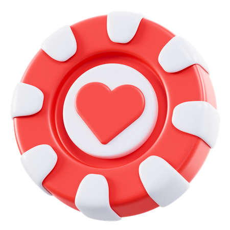 Jeton de poker coeurs  3D Icon