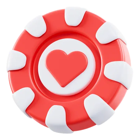 Jeton de poker coeurs  3D Icon