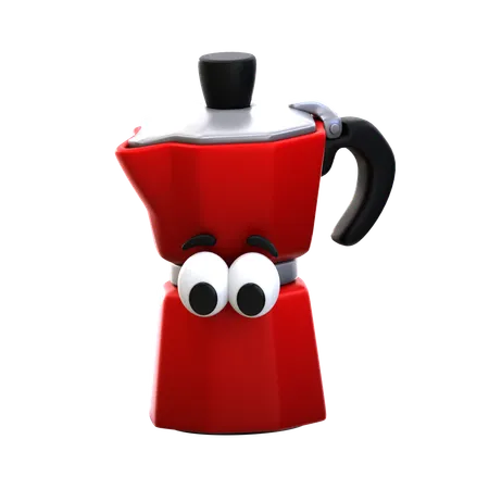 3 D Rendering Cartoon Icon Cooking Tool Series Coffee Pot 3D Icon