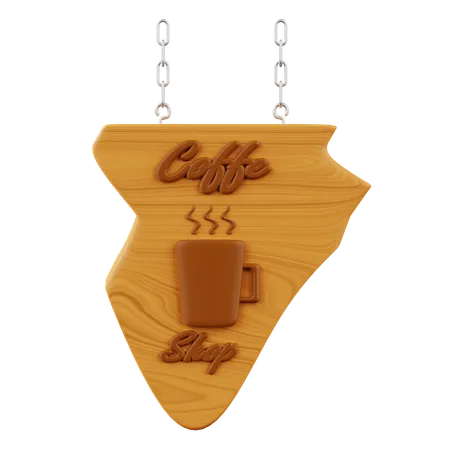 Coffe Shop Wood Sign  3D Icon