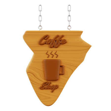 Coffe Shop Wood Sign  3D Icon