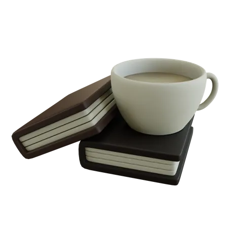 3 D Coffee And Books Illustration 3D Icon