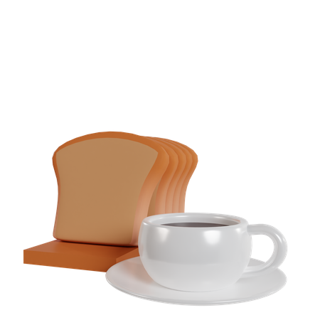 Coffee And Bread  3D Icon