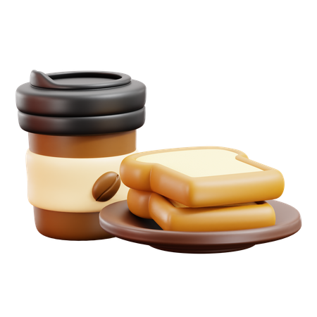 Coffee And Bread  3D Icon